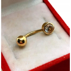 Złoty kolczyk do pępka z cyrkonią Pr.333 W:1,02gr InterSKLEP