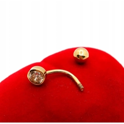 Złoty kolczyk do pępka z cyrkonią Pr.333 W:1,02gr InterSKLEP