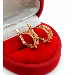 Złote kolczyki ażurowe półkola Pr.585 W:3,81gr InterSKLEP