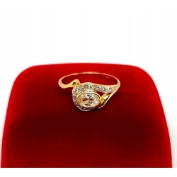 Złoty pierścionek z Cyrkoniami Pr.585 W:2,20gr R.12 .