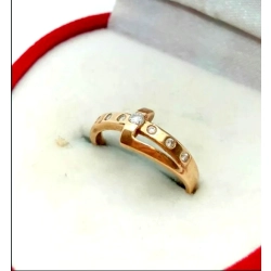 Złoty pierścionek obrączka z cyrkoniami Pr.585 W:2,18gr Roz.12