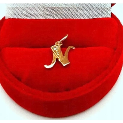 Złota zawieszka litera N z cyrkonią Pr.585 W:0,64gr