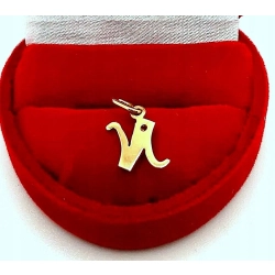 Złota zawieszka litera N z cyrkonią Pr.585 W:0,64gr