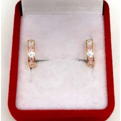 Złote kolczyki różowo białe cyrkonie Pr.585 W:0,82gr NOWE