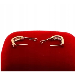 Złote kolczyki różowo białe cyrkonie Pr.585 W:0,82gr NOWE