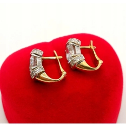 Złote kolczyki z cyrkoniami jak kryształy Pr.585 W:4,56gr