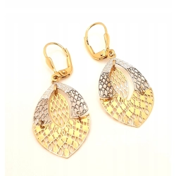 Złote kolczyki wiszące listki PR.585 W:2,20gr InterSKLEP