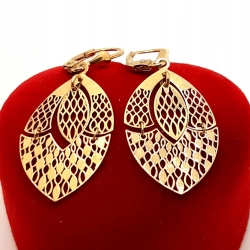 Złote kolczyki wiszące listki PR.585 W:2,20gr InterSKLEP