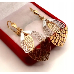 Złote kolczyki wiszące listki PR.585 W:2,20gr InterSKLEP