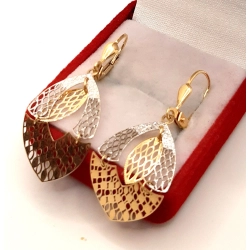 Złote kolczyki wiszące listki PR.585 W:2,20gr InterSKLEP