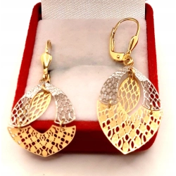 Złote kolczyki wiszące listki PR.585 W:2,20gr InterSKLEP