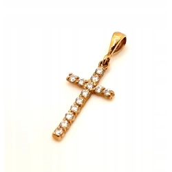 Złota zawieszka Krzyż z cyrkoniami PR.333 W:0,80gr InterSKLEP
