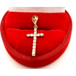 Złota zawieszka Krzyż z cyrkoniami PR.333 W:0,80gr InterSKLEP