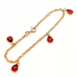 Złota bransoletka dziecieca z biedronkami Pr.585 W:1,47gr Dł:14-16cm