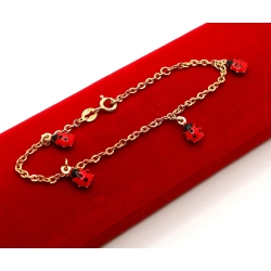 Złota bransoletka dziecieca z biedronkami Pr.585 W:1,47gr Dł:14-16cm