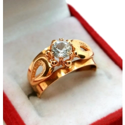 Złoty pierścionek szeroki z cyrkonią Pr.585 W:3,39gr Roz.14