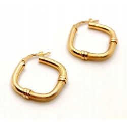 Złote kolczyki duże kwadraty Pr.585 W:3,75gr Dł:2,6cm