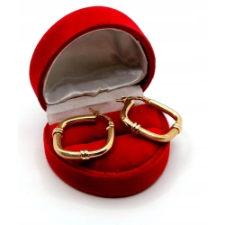 Złote kolczyki duże kwadraty Pr.585 W:3,75gr Dł:2,6cm