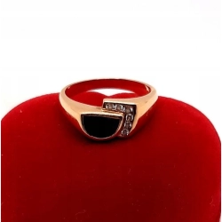 Złoty pierścionek z onyksem i cyrkoniami PR.583 W:3,87gr R.14 InterSKLEP