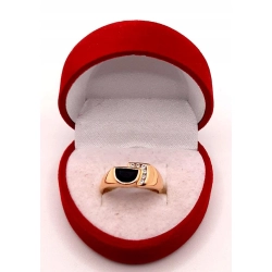 Złoty pierścionek z onyksem i cyrkoniami PR.583 W:3,87gr R.14 InterSKLEP