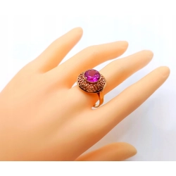 Złoty pierścionek Warmet z Kunzytem Pr.585 W:6,34gr Roz.20