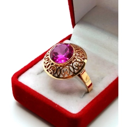 Złoty pierścionek Warmet z Kunzytem Pr.585 W:6,34gr Roz.20