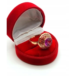 Złoty pierścionek Warmet z Kunzytem Pr.585 W:6,34gr Roz.20