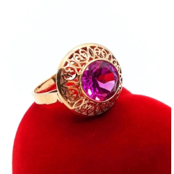 Złoty pierścionek Warmet z Kunzytem Pr.585 W:6,34gr Roz.20