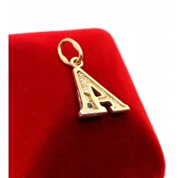 Złota zawieszka litera A Pr.585 W:0,97gr InterSKLEP