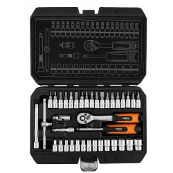 NEO Zestaw Kluczy Nasadowych 38 el. Grzechotka 1/4" Nasadki Bity Torx HEX