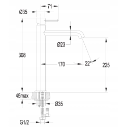 OMNIRES Y Bateria umywalkowa WYSOKA chrom Y1212CR ** JAK NOWA ** InterSKLEP