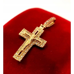 Złota zawieszka Krzyż z Cyrkoniami PR.585 W:3,03gr InterSKLEP