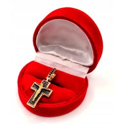 Złota zawieszka Krzyż z czarnymi cyrkoniami PR.585 W:3,19gr InterSKLEP