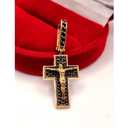 Złota zawieszka Krzyż z czarnymi cyrkoniami PR.585 W:3,19gr InterSKLEP