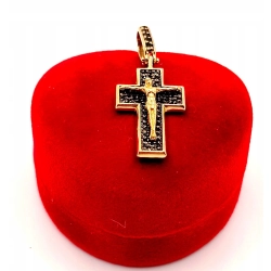 Złota zawieszka Krzyż z czarnymi cyrkoniami PR.585 W:3,19gr InterSKLEP