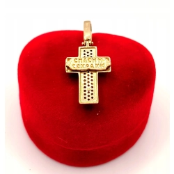 Złota zawieszka Krzyż z czarnymi cyrkoniami PR.585 W:3,19gr InterSKLEP