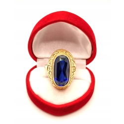 Złoty pierścionek z szafirowym kamieniem PR.583 W:10,12gr R.26 InterSKLEP