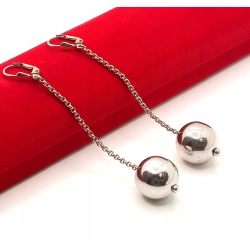 Złote kolczyki wiszące długie Kule na łańcuszku PR.585 W:6,22gr InterSKLEP