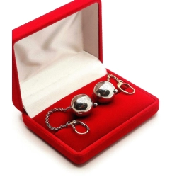 Złote kolczyki wiszące długie Kule na łańcuszku PR.585 W:6,22gr InterSKLEP