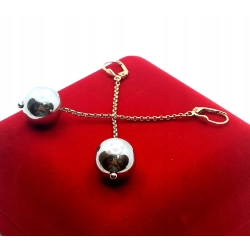 Złote kolczyki wiszące długie Kule na łańcuszku PR.585 W:6,22gr InterSKLEP