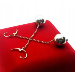 Złote kolczyki wiszące długie Kule na łańcuszku PR.585 W:6,22gr InterSKLEP