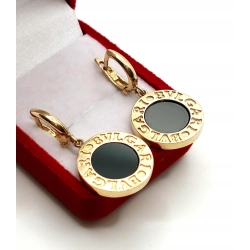 Złote kolczyki wiszące z onyksem PR.585 W:7,88gr InterSKLEP