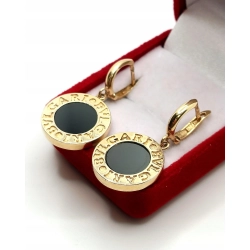 Złote kolczyki wiszące z onyksem PR.585 W:7,88gr InterSKLEP