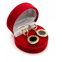 Złote kolczyki wiszące z onyksem PR.585 W:7,88gr InterSKLEP