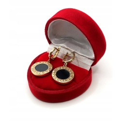 Złote kolczyki wiszące z onyksem PR.585 W:7,88gr InterSKLEP