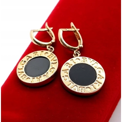 Złote kolczyki wiszące z onyksem PR.585 W:7,88gr InterSKLEP