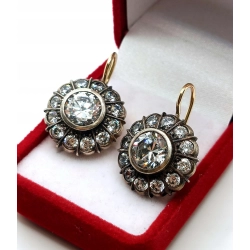 Złote kolczyki z Cyrkoniami vintage PR.585,925 W:9,31gr InterSKLEP