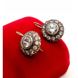 Złote kolczyki z Cyrkoniami vintage PR.585,925 W:9,31gr InterSKLEP