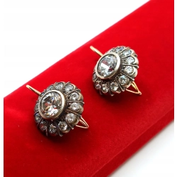 Złote kolczyki z Cyrkoniami vintage PR.585,925 W:9,31gr InterSKLEP