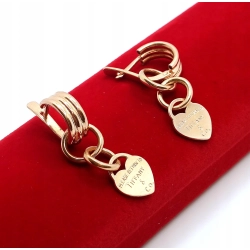 Złote kolczyki wiszące z zawieszką sercem 2 w 1 PR.585 W:6,39gr InterSKLEP
